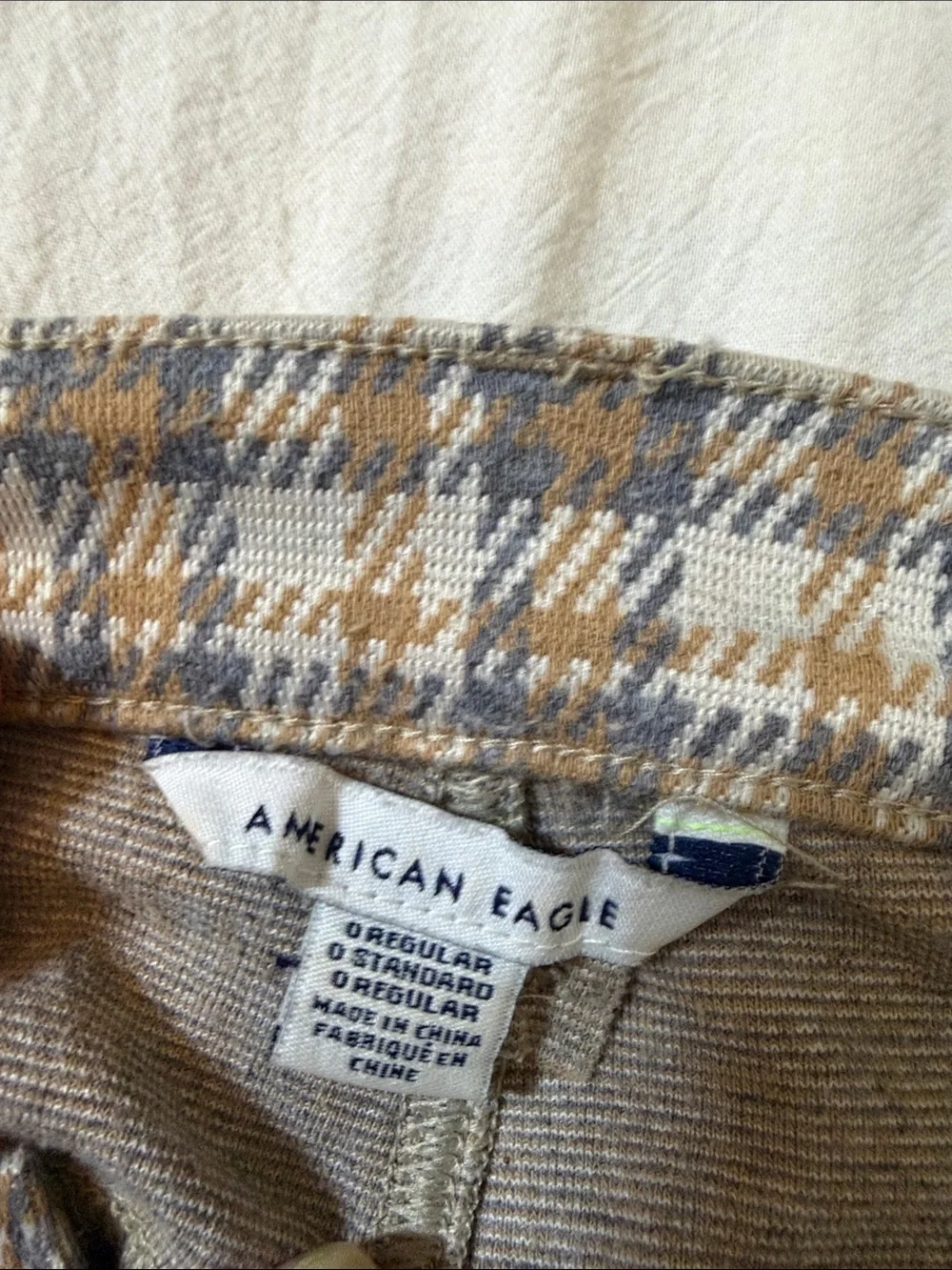 American Eagle Outfitters Plaid Chinos in Brown and Tan